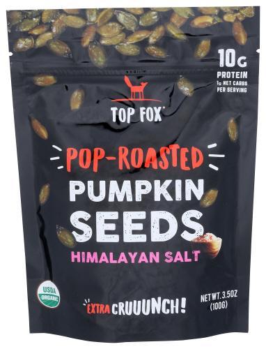 Top Fox Pop Roasted Pumpkin Seeds Himalayan Salt 3.5oz
