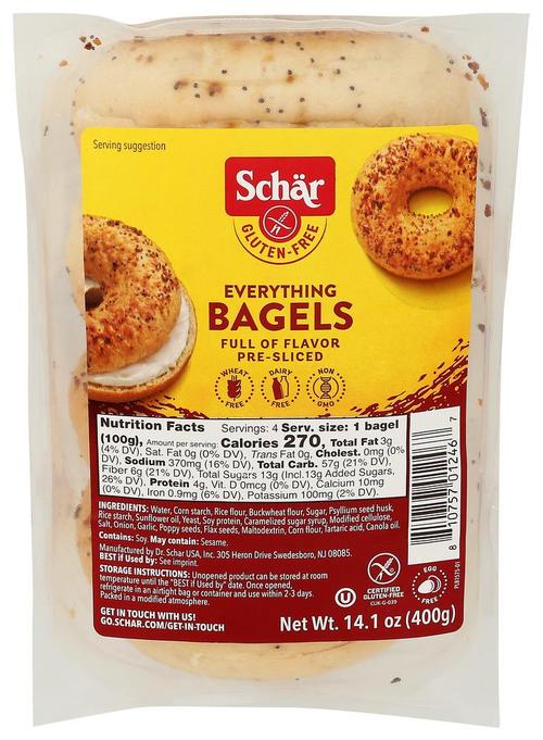 Schar Bagel Everything Gluten Free 14.10oz