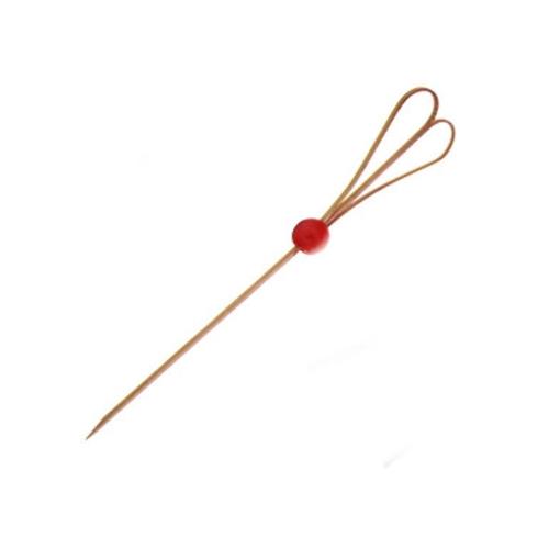 Bamboo Pick Heart W Red bead 5.9"