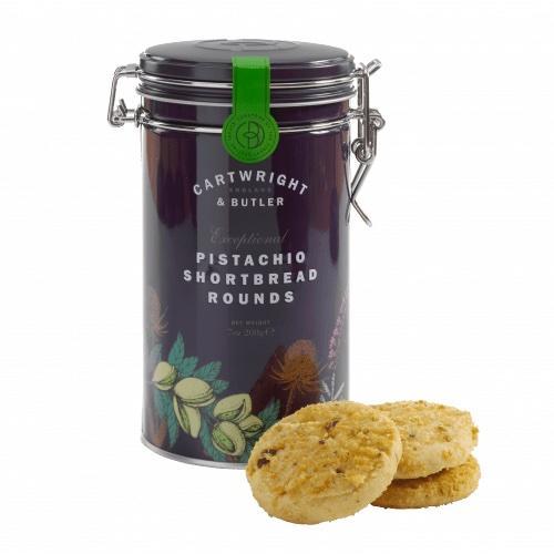 C&B Pistachio Shortbread Rounds in tin 200g