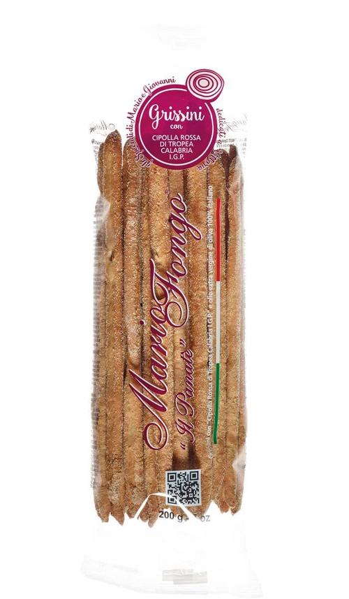 Mario Fongo Grissini Corti Cipolla Rossa di Tropea 200g 7oz (Short bread-sticks with red onion)